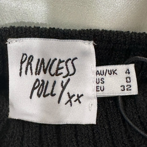 SOLD Princess Polly Brownhall Long Sleeve Ribbed Bell Sleeve Black Mini Dress - Picture 9 of 15